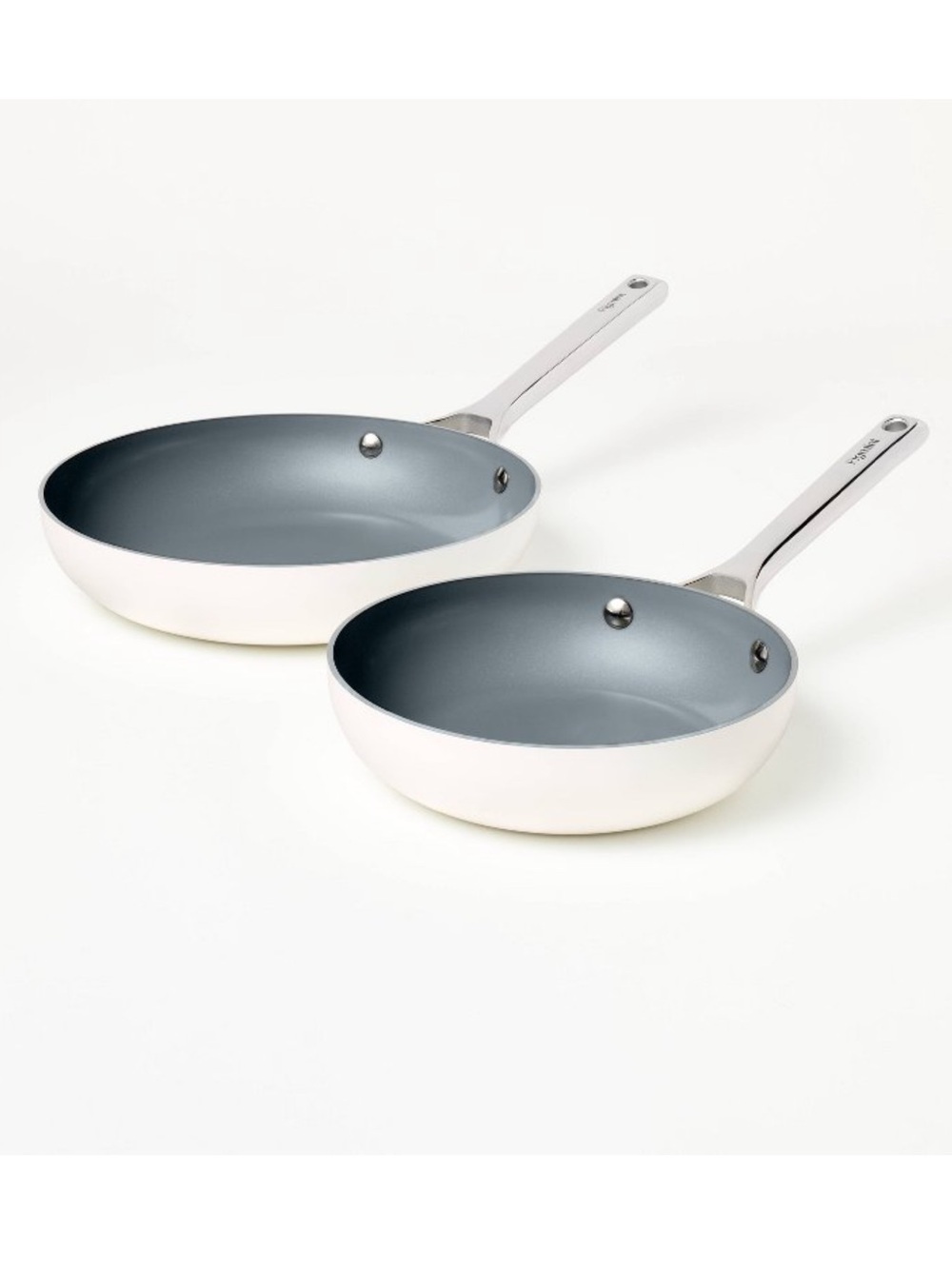 Figmint 2pk (8" & 10"') Nonstick Ceramic Coated Aluminum Frypan Set •Cream•